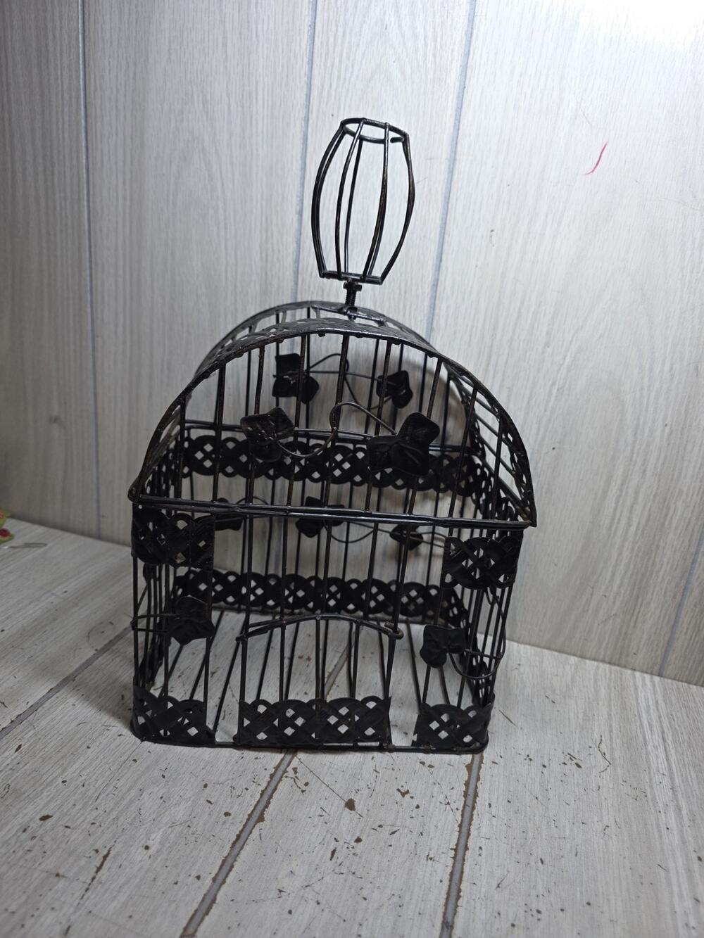 Vintage Black Metal Decorative Bird Cage Wedding Card Holder Gothic Victorian